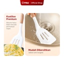 Cypruz Utensil Gagang Kayu Kepala Silicone Slotted Turner