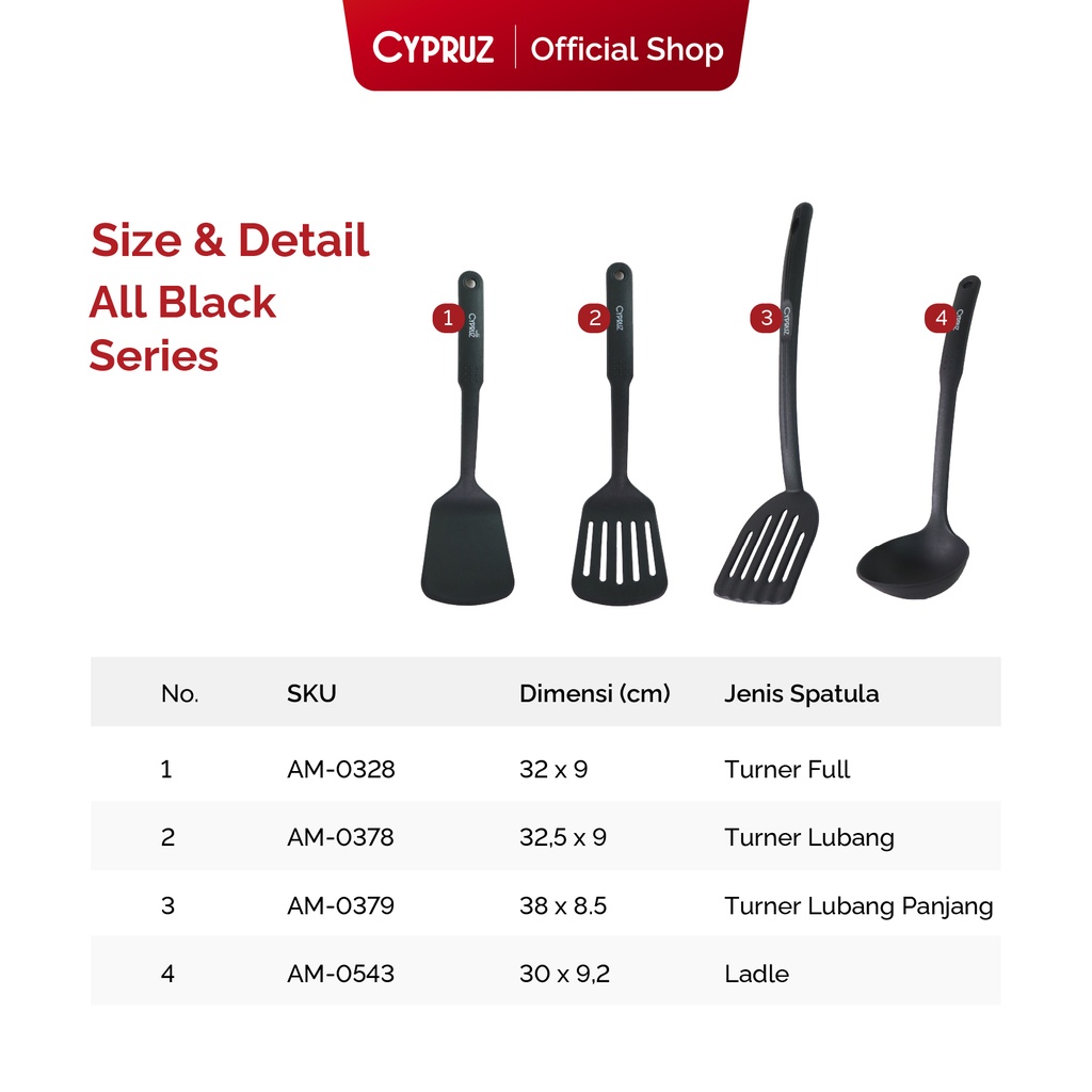 Cypruz Utensil All Black Series: Turner LUBANG 24/144X1