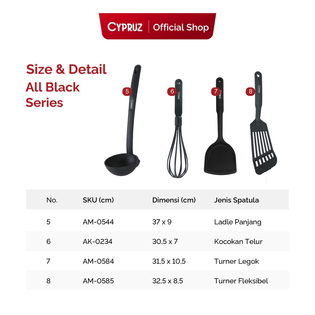 Cypruz Utensil All Black Series: Serving Spoon FULL 24/144X1