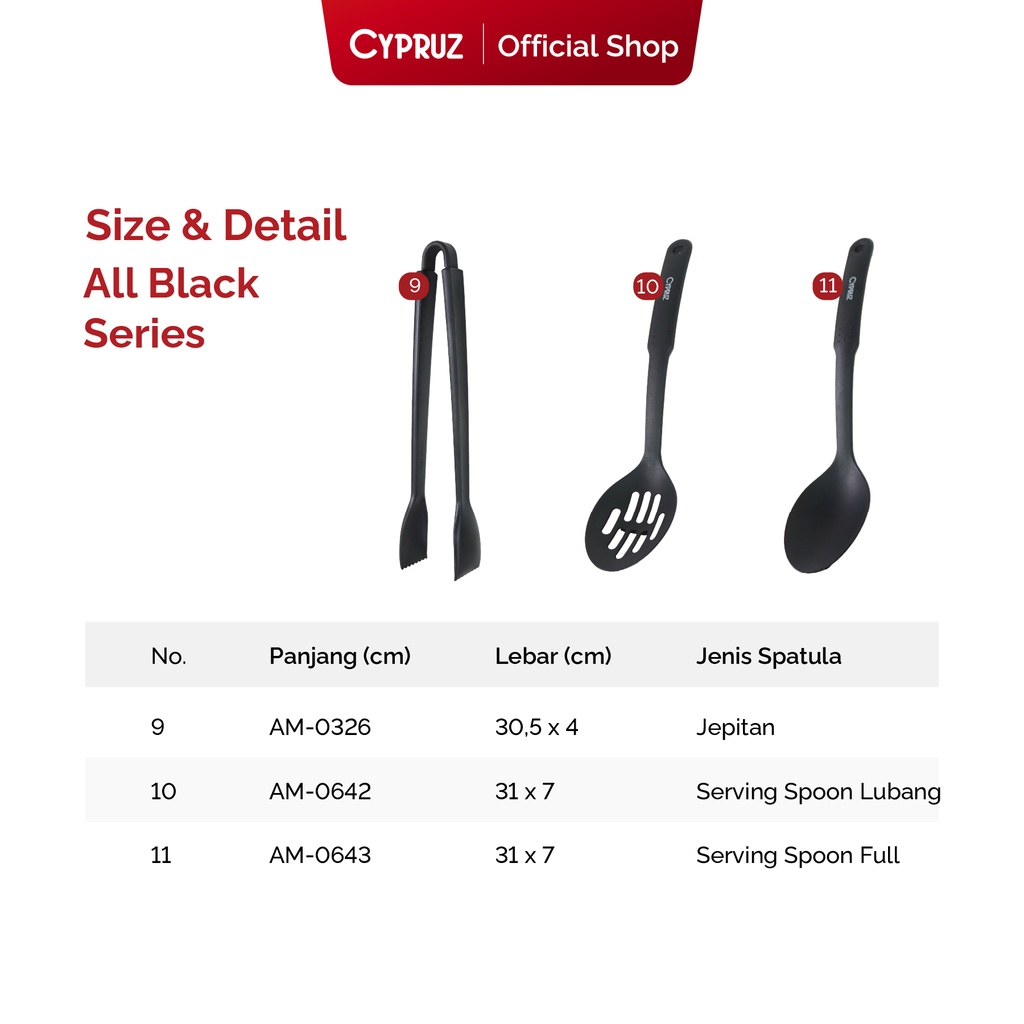 Cypruz Utensil All Black Series: Serving Spoon FULL 24/144X1