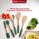 Cypruz Wood Utensil Series Gagang Silicone Spatula (HIJAU) 96X1