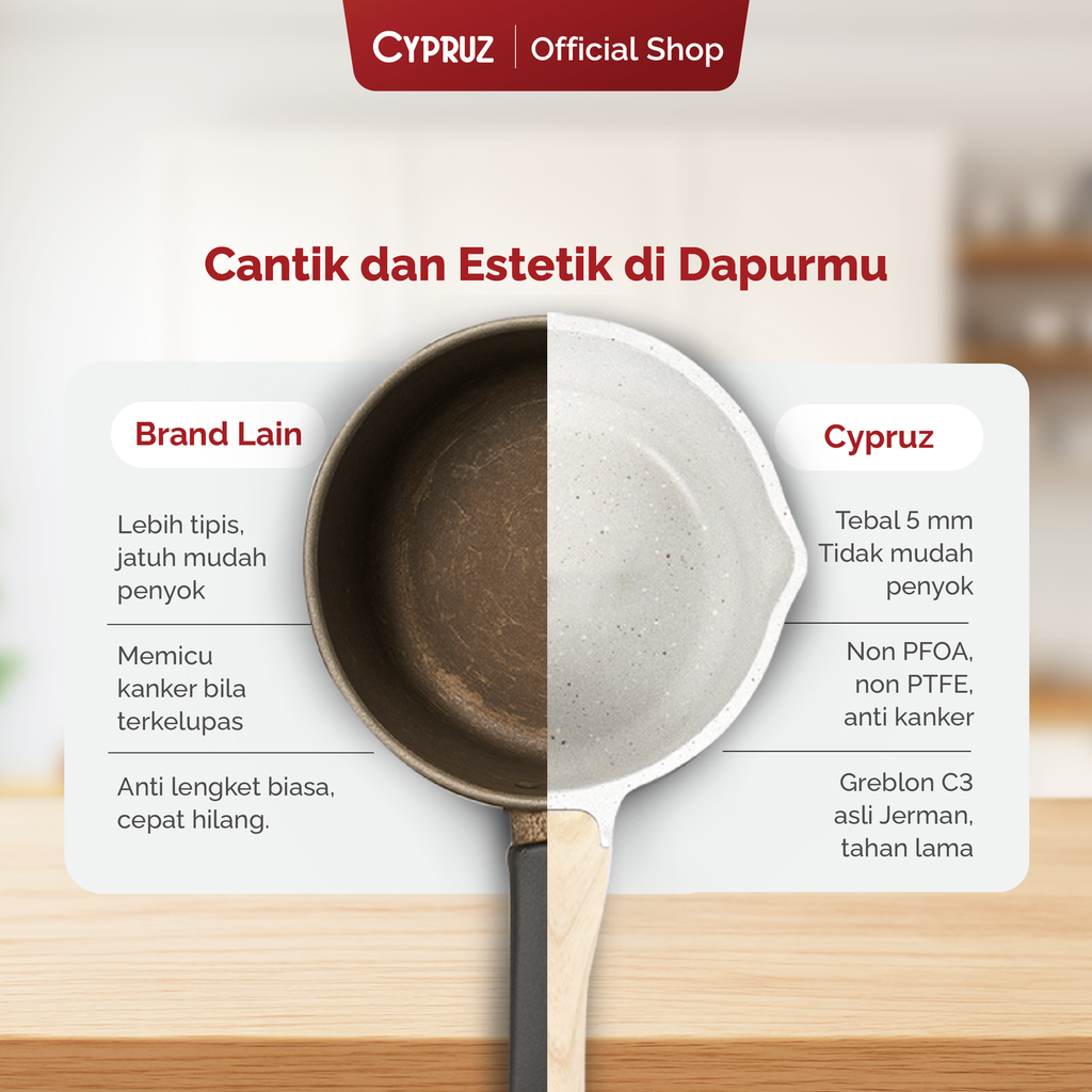 Cypruz White Granite Die Cast Sauce Pan 18cm 6X1