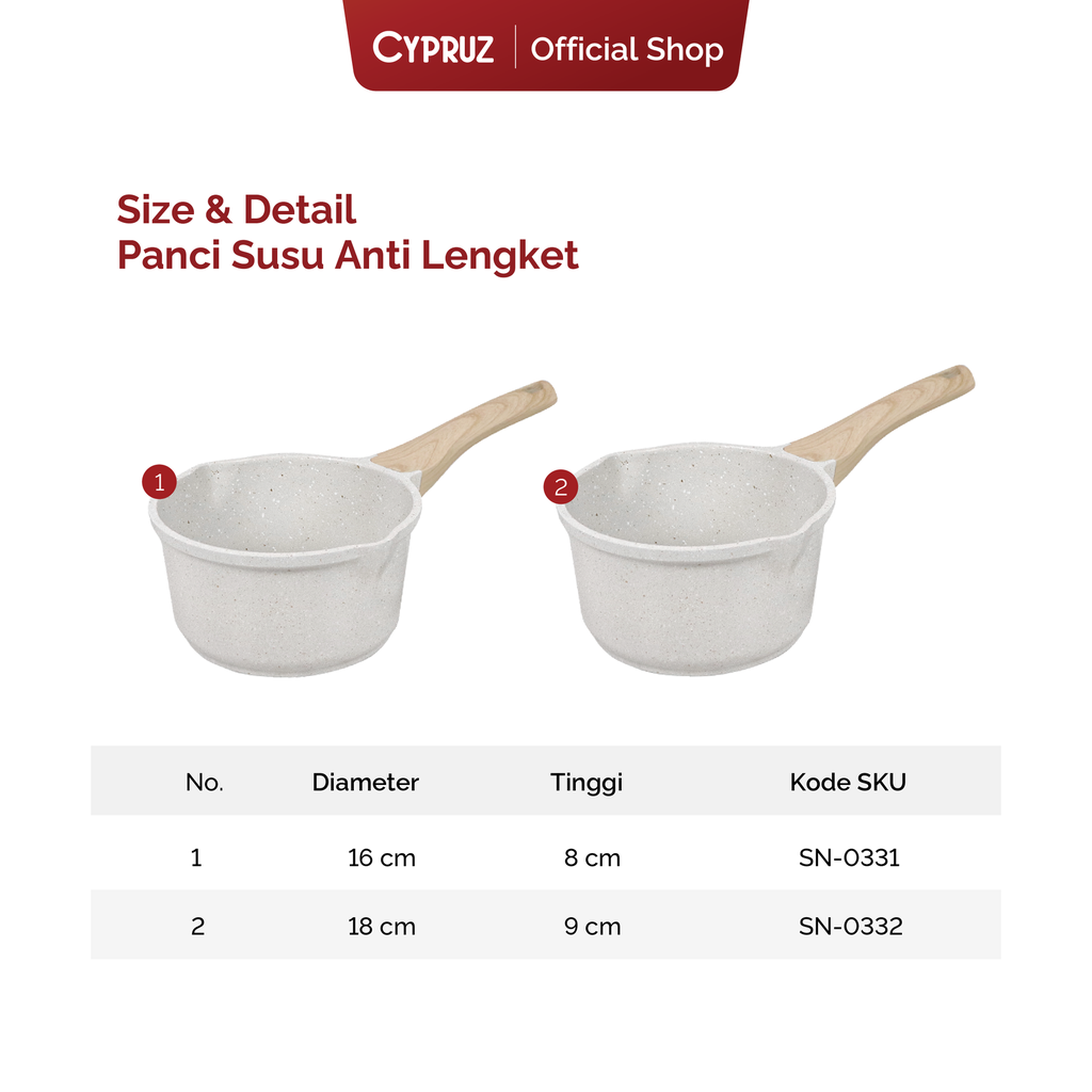 Cypruz White Granite Die Cast Sauce Pan 18cm 6X1
