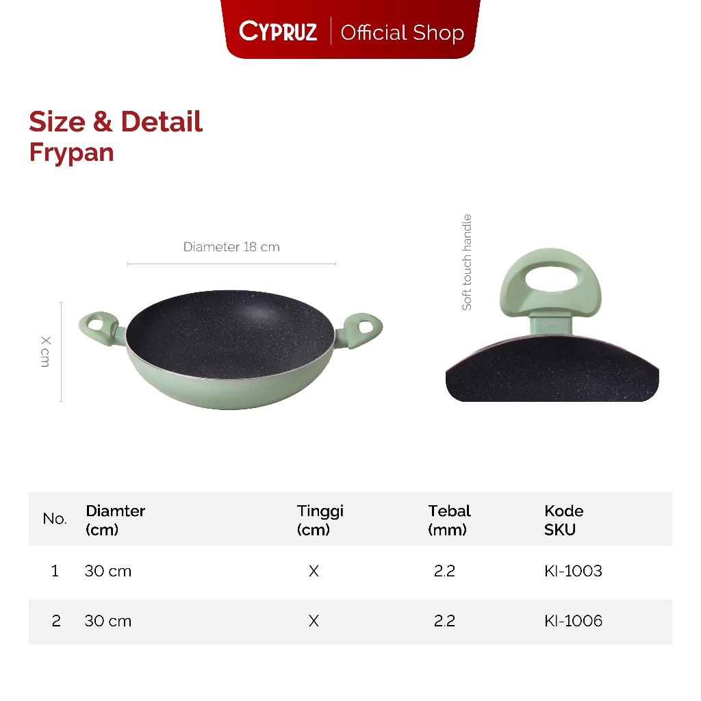Cypruz Press Color Handle WOK 30cm (GREY) 10X1