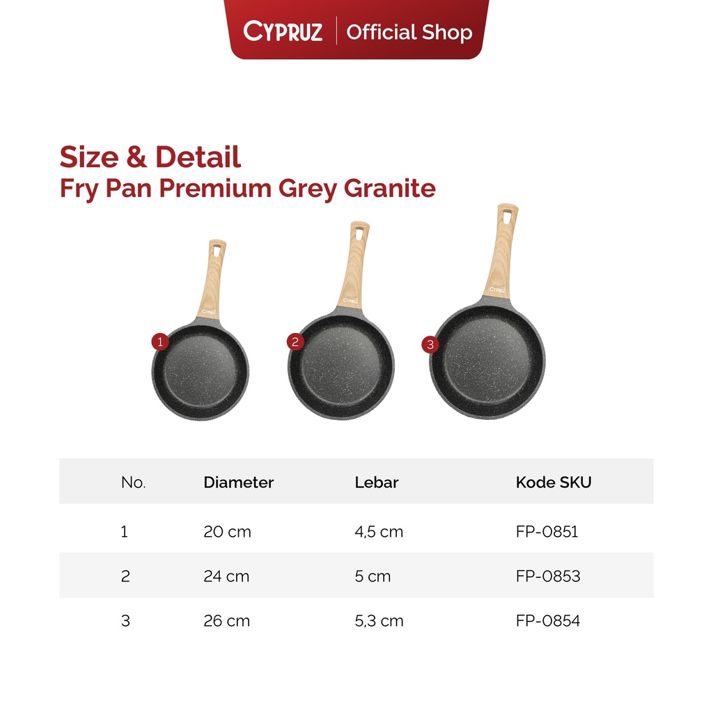 Cypruz Grey Granite Fry Pan