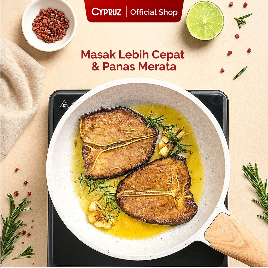 Cypruz White Granite Die Cast Fry Pan