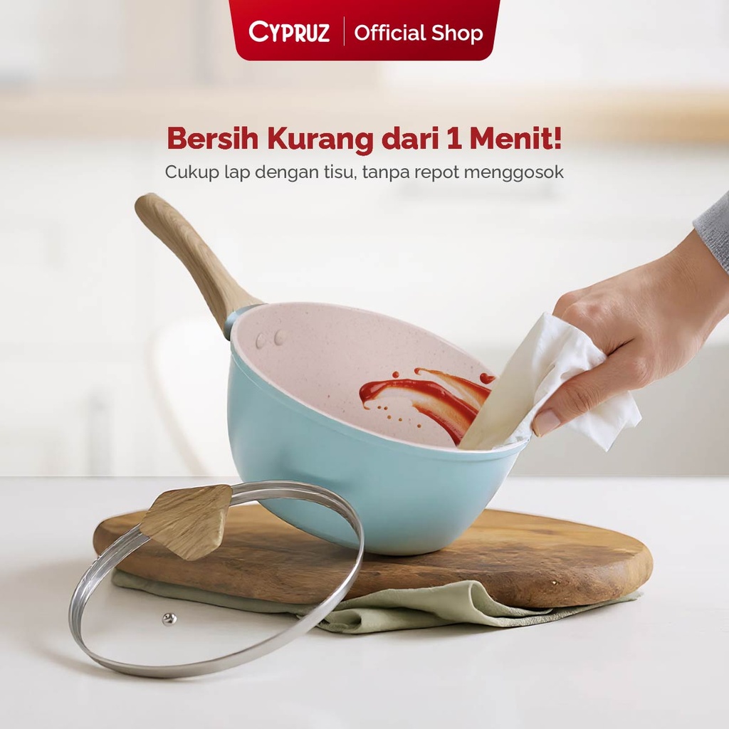 Cypruz Pastel Series Wood Handle Sauce pan Induction Bottom