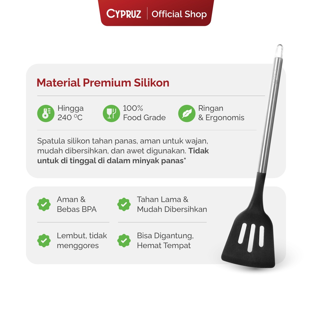 Cypruz Silicone Utensil Series Gg.Stainless: Slotted Turner 96X1