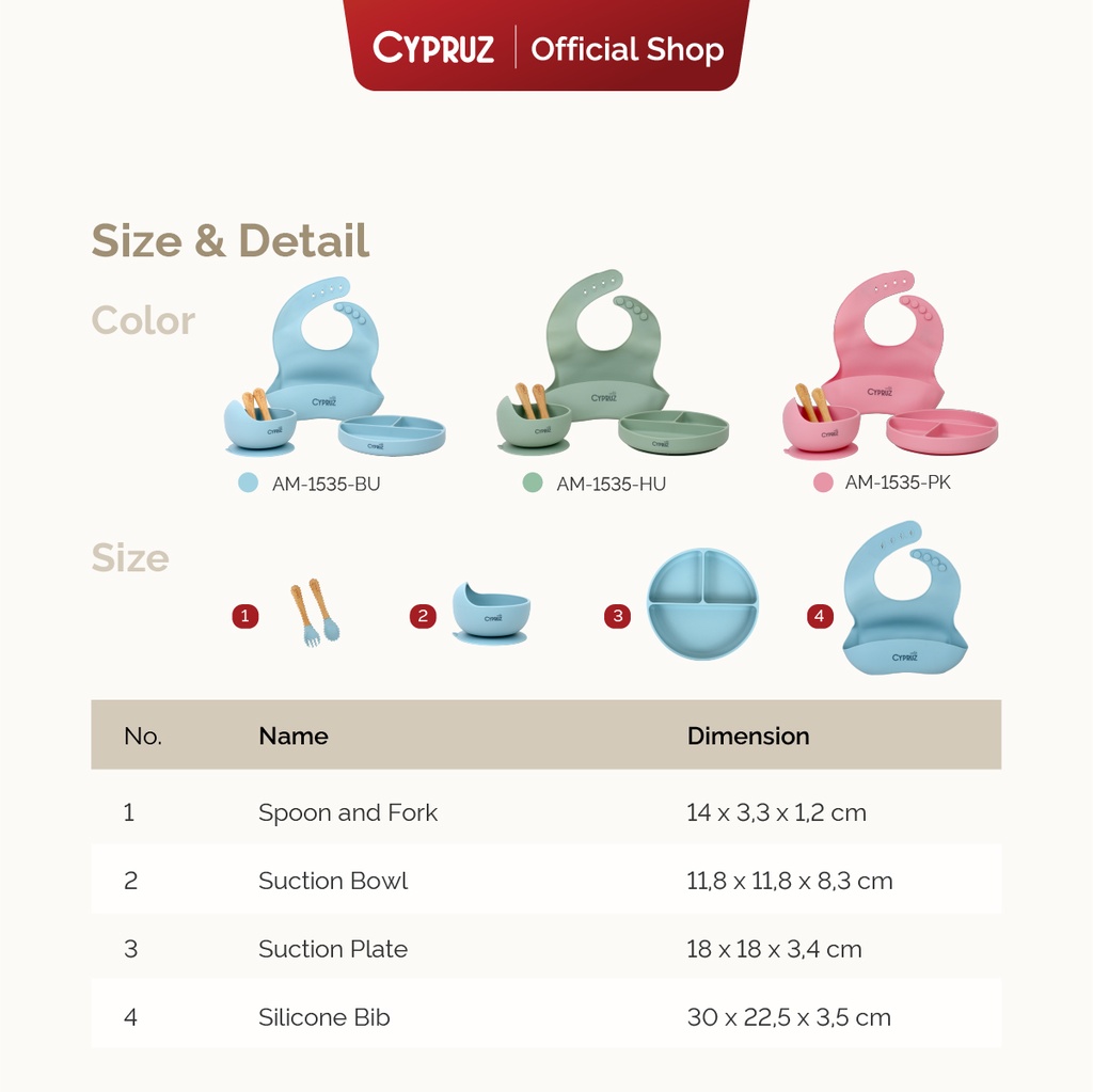 Cypruz Infant Baby Feeding Set:5pcs (BIRU) 25X1