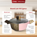 Cypruz Pink Ceramic Series Gagang Putih Kayu Casserole + Lid