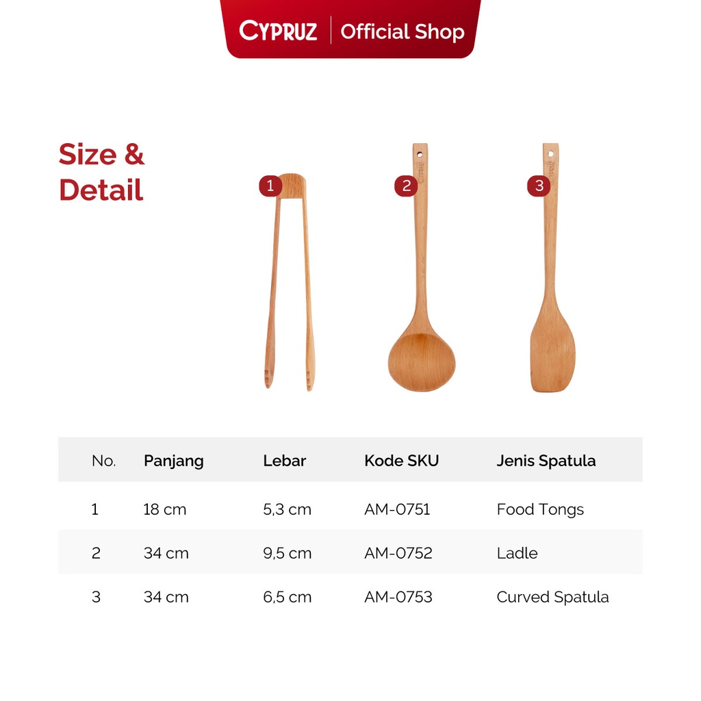 Cypruz Beech Wood: Lancip Spatula 34cm 72X1