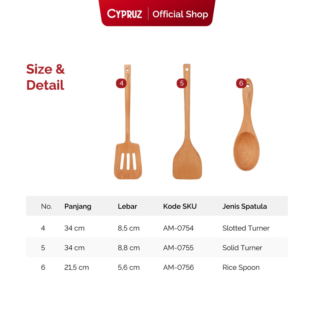 Cypruz Beech Wood: Lancip Spatula 34cm 72X1