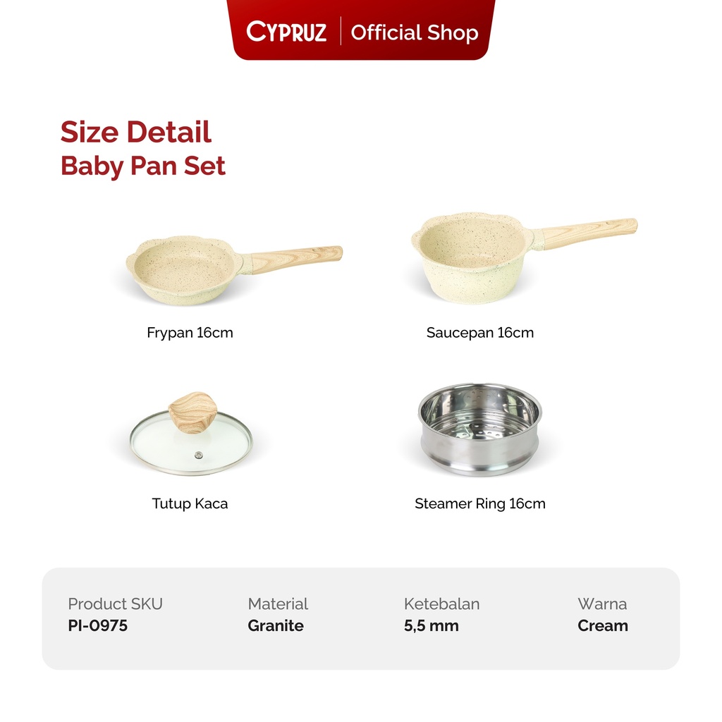 Cypruz Baby Cream Pan Set:4pcs 12X1
