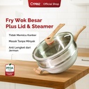 Cypruz White Die Cast 32cm Wok +Steamer+1pc Long Handle and Low Pressure Knob 6X1
