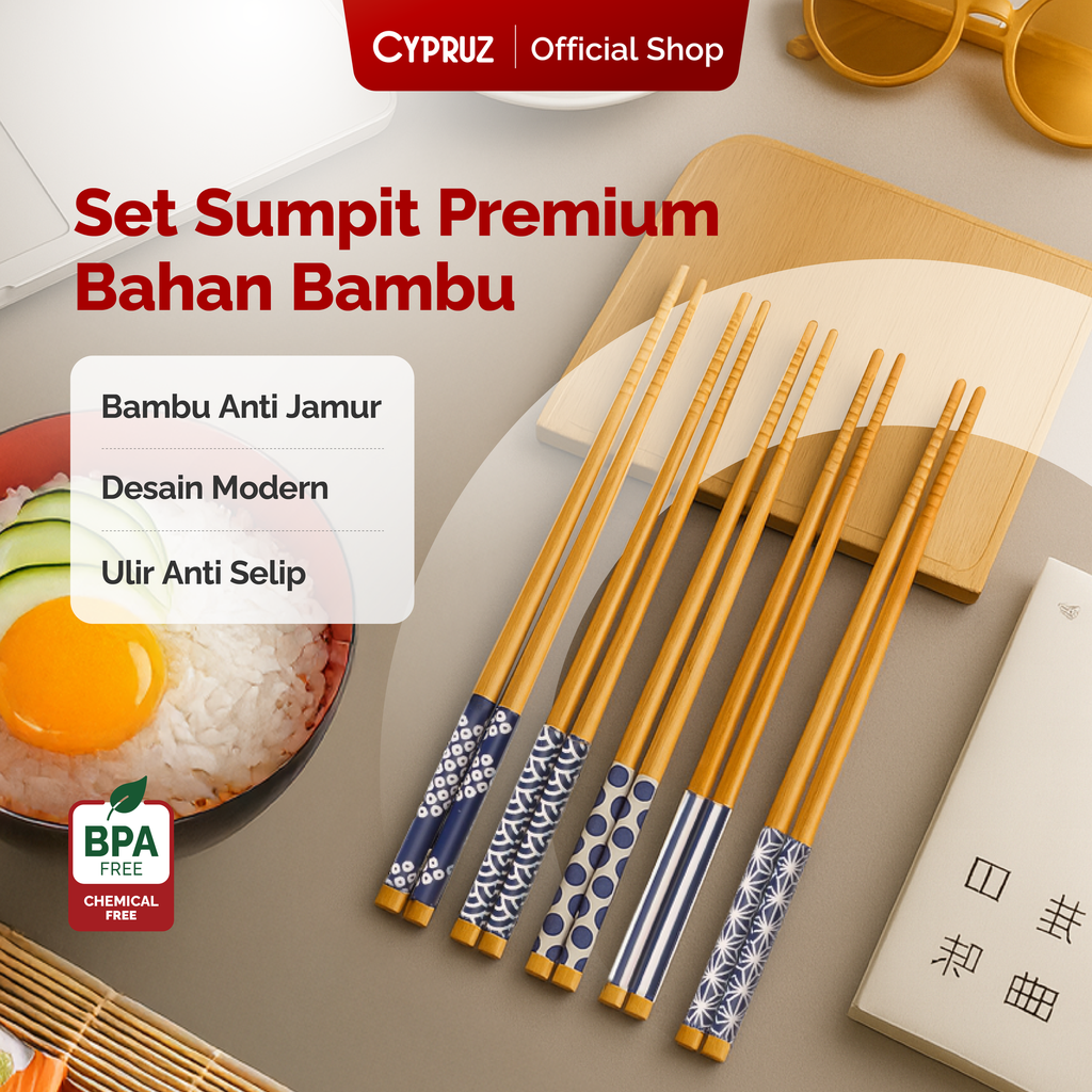 Cypruz Sumpit Bambu Print Set/5pcs 22,5cm 25/200X1