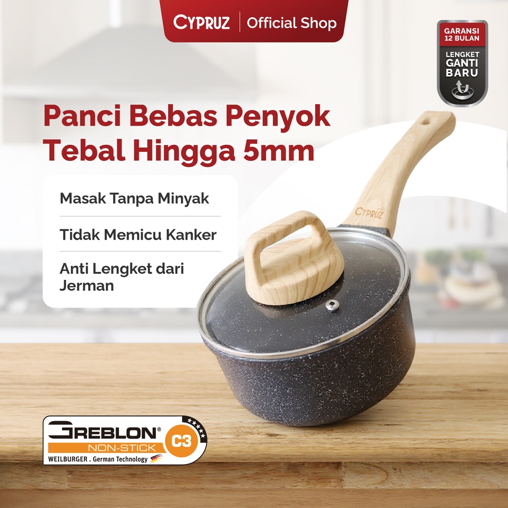 Cypruz BLACK Die Cast Granite Sauce Pan