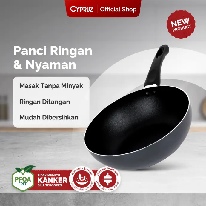 Cypruz Press Fry Wok Ecolite Series  28cm 8X1