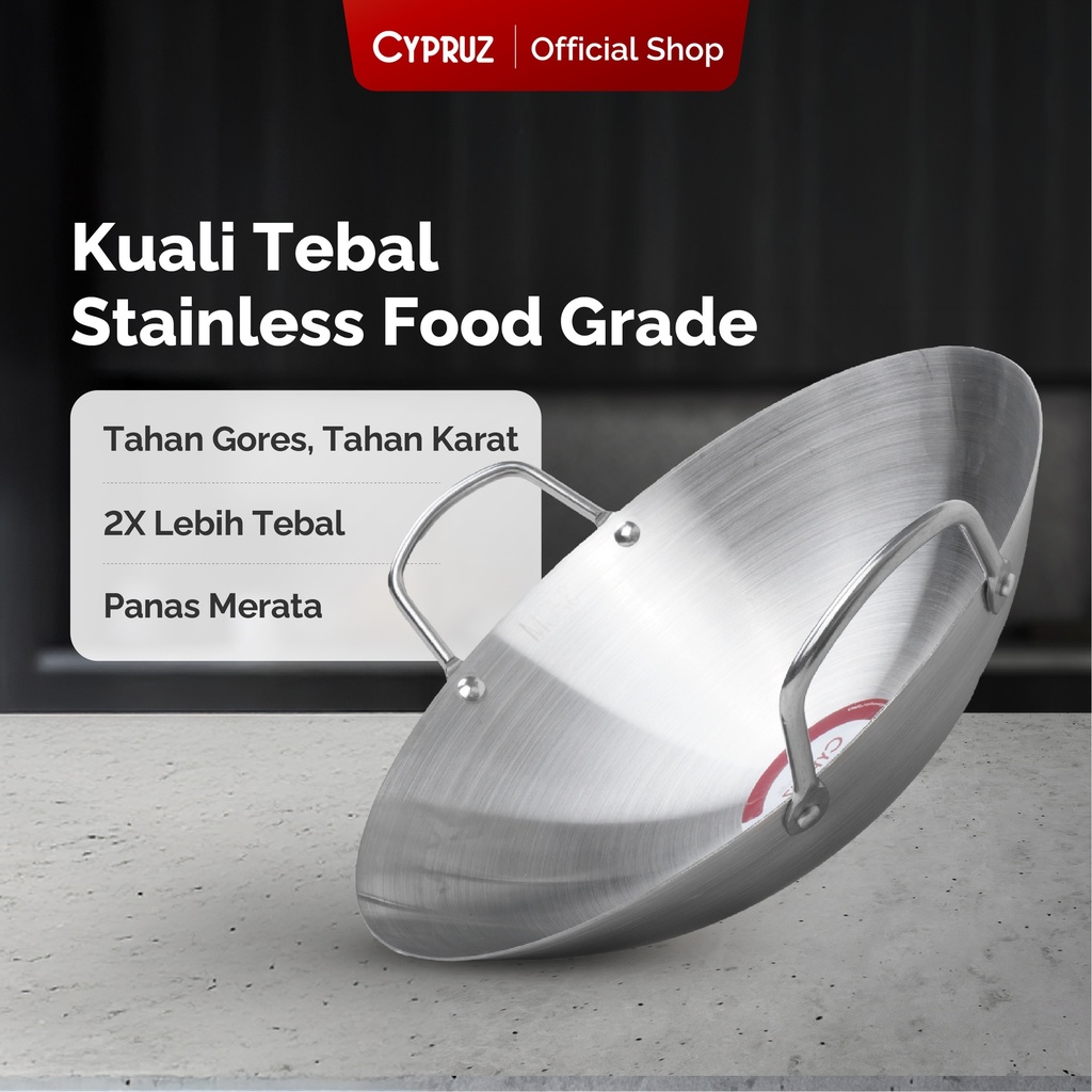 Cypruz Stainless Wok Pan 32cm 40X1