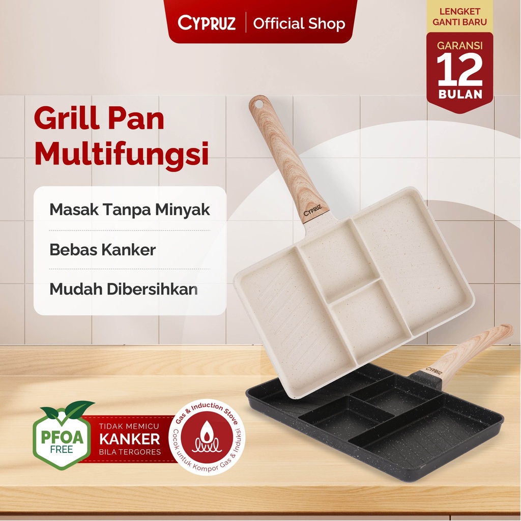 Cypruz Egg Pan Square 4 Divided 12x1