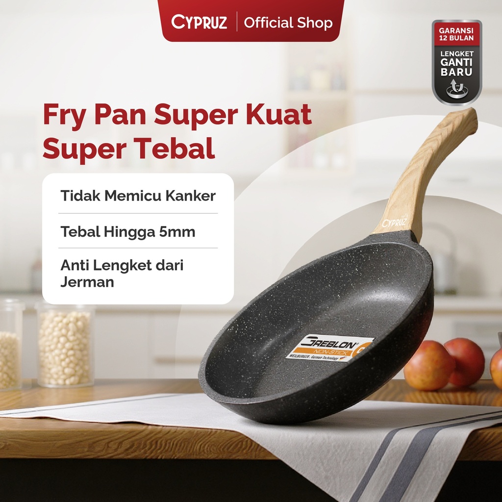 Cypruz Grey Granite Fry Pan