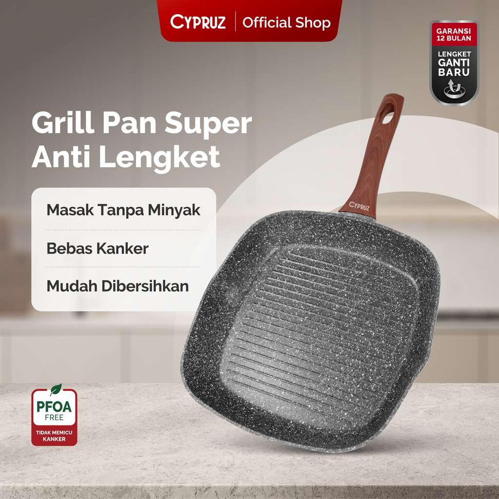 Cypruz Grey Marble Series Grill Pan