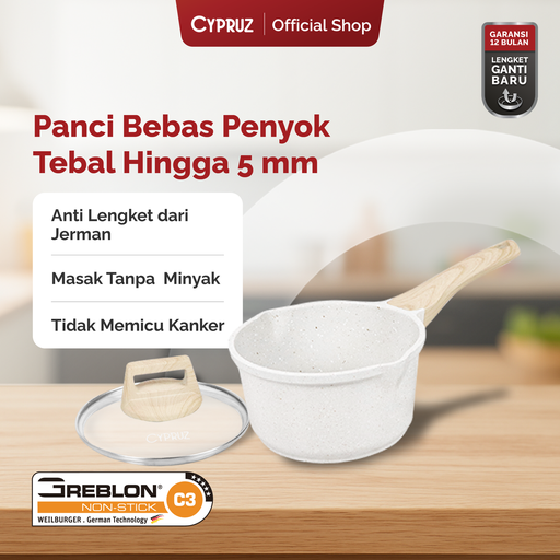 [SN-0332] Cypruz White Granite Die Cast Sauce Pan 18cm 6X1