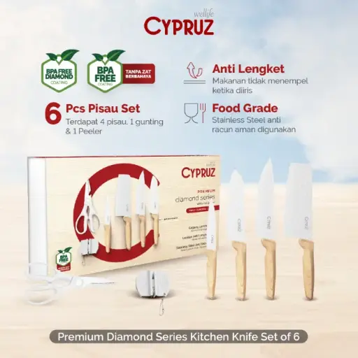 [PU-0530] Cypruz White Diamond Knife Set:6pcs 20X1