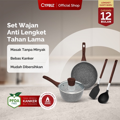 [PI-0901] Cypruz MARBLE Cookware Set: BASIC 5pcs 6X1