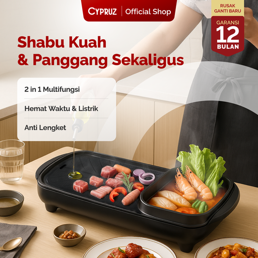 [TG-0295] Cypruz Grill+Steamboat 2in1 Panjang 50cm 8X1