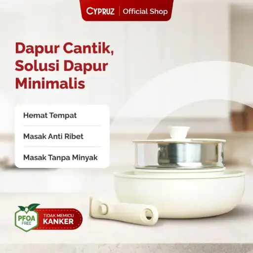 [PI-0951] Cypruz Detachable Pan Set: 4in1 Wok 6X1 24cm